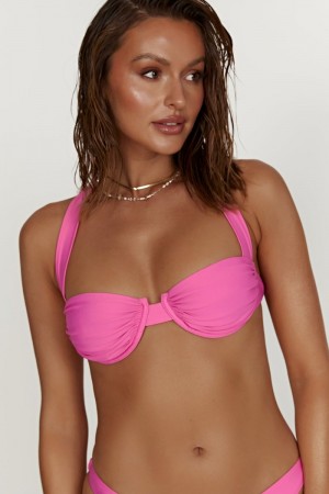 Meshki Kai Recycled Nylon Ruched Underwire Bikini Top Bikinier Dame Lyserød Danmark | N5R-6806