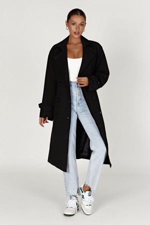 Meshki Keily Super Oversized Trenchcoat Dame Sort Danmark | H6V-4810