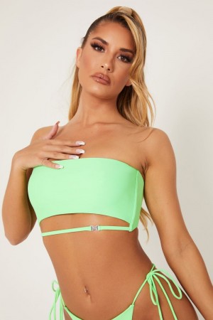 Meshki Kyndall Meshki Logo Páskové Bandeau Bikini Top Bikinier Dame Grøn Danmark | L9D-1234