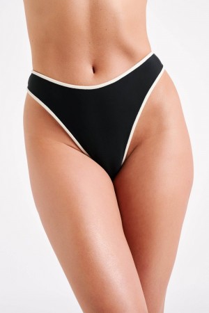 Meshki Leandra Recycled Contrast Bikini Bottom Bikinier Dame Sort Danmark | F8P-1793