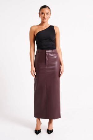 Meshki Lottie Faux Læder Maxi Nederdel Dame Lilla Danmark | N1F-0742
