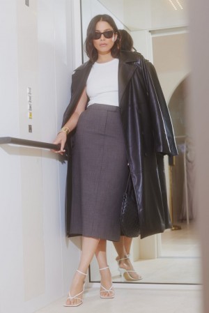 Meshki Marcie Textured Suiting Midi Nederdel Dame Dyb Grå Danmark | A0K-9979