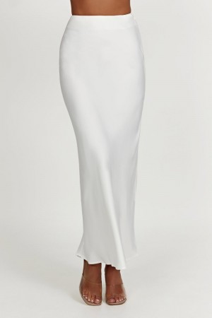 Meshki Missy Maxi Satin Nederdel Dame Hvide Danmark | R7L-8137