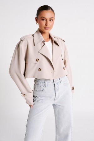Meshki Palmer Cropped Trenchcoat Dame Hvide Danmark | B6L-5361